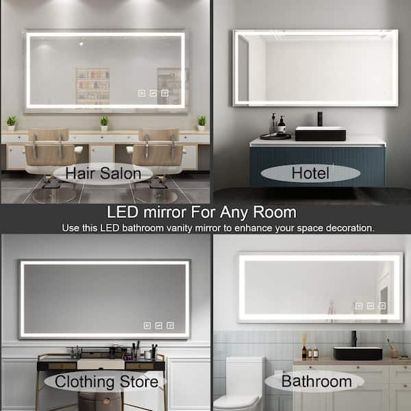 TOOLKISS 40 in. W x 32 in. H Rectangular Frameless LED Light Anti-Fog Wall  Bathroom Vanity Mirror with Backlit and Front Light TK23607 - The Home Depot