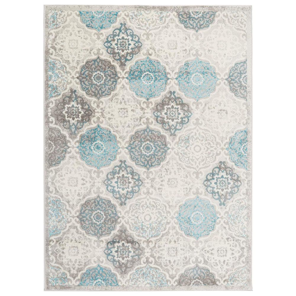 Gray Polypropylene 5 ft. x 7 ft. Abstract Indoor Area Rug