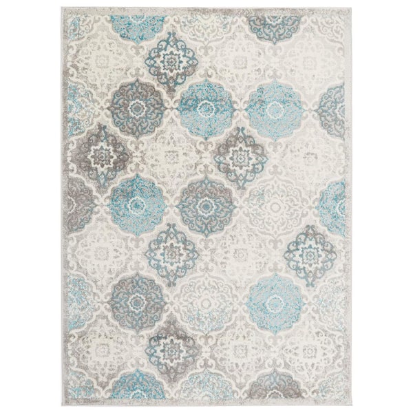 Unbranded Gray Polypropylene 5 ft. x 7 ft. Abstract Indoor Area Rug