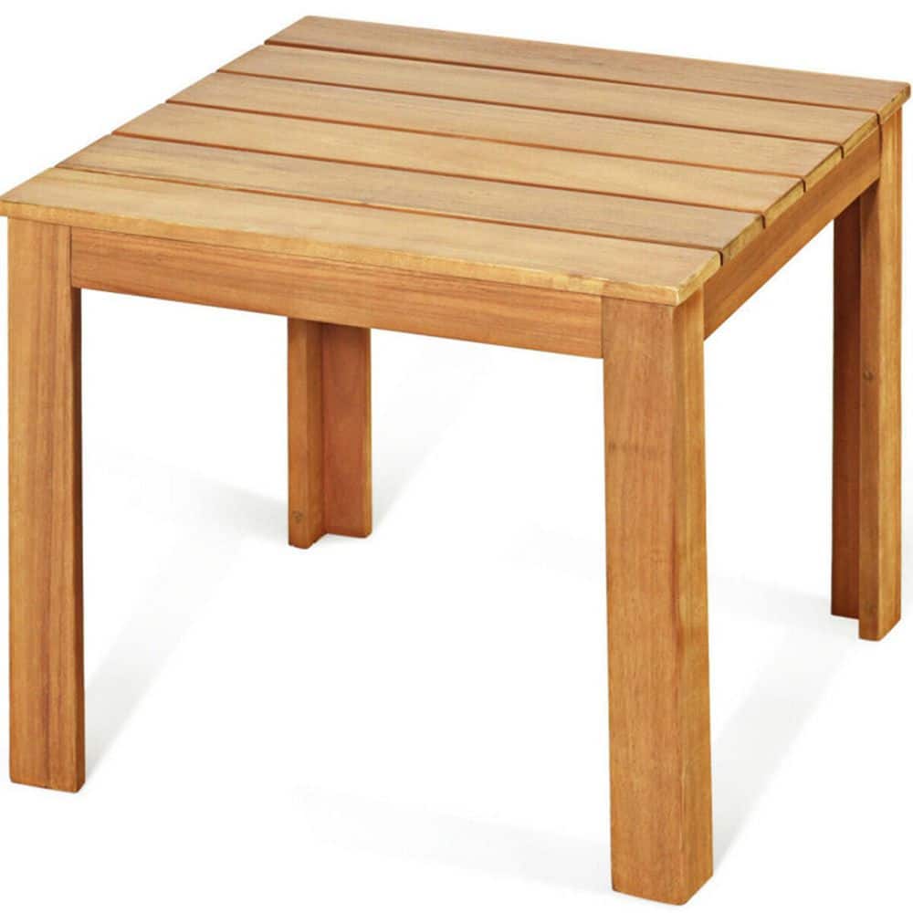 Acacia Wood Waterproof Square Outdoor Coffee Bistro Table for Garden, Patio, Poolside in Natural Brown price history on PriceWatchPro
