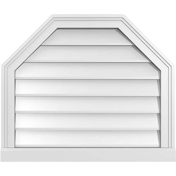 Ekena Millwork 26" x 22" Octagonal Top Surface Mount PVC Gable Vent: Non-Functional with Brickmould Sill Frame
