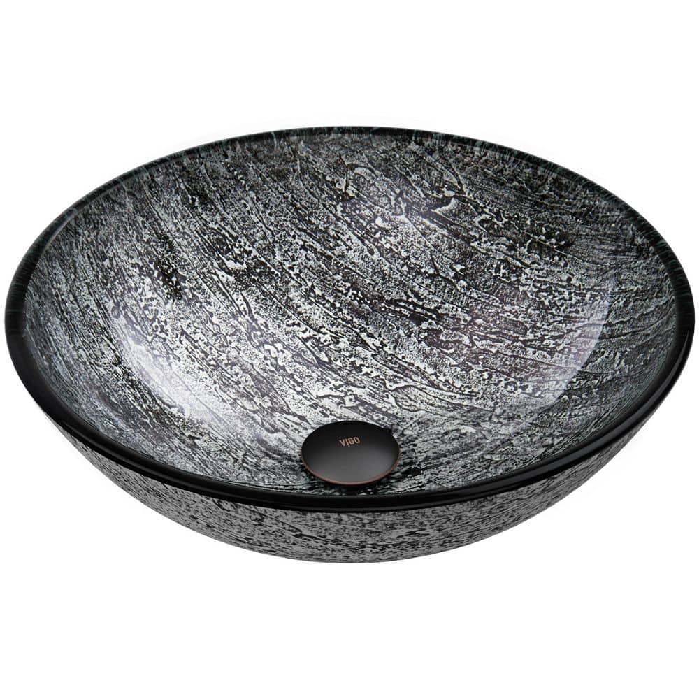 VIGO Giovanni Titanium Gray Glass 17 in. L x 17 in. W x 6 in. H