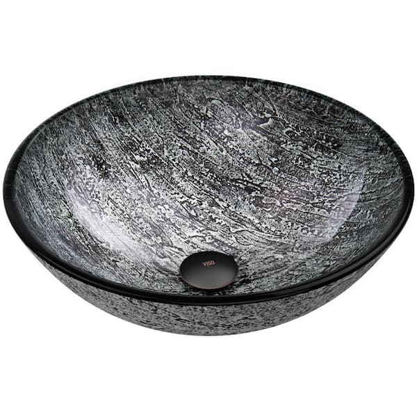 VIGO Giovanni Sheer Black Glass 17 in. L x 17 in. W x 6 in. H