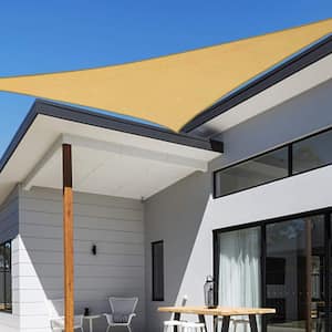 12 ft. x 12 ft. x 17 ft. 185 GSM Sand Triangle Sun Shade Sail, for Patio Garden and Swimming Pool