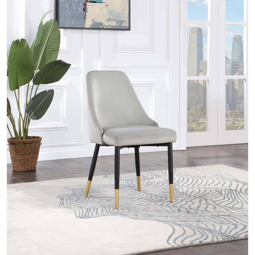 Gray Velvet Upholstered Side Chair with Metal Legs