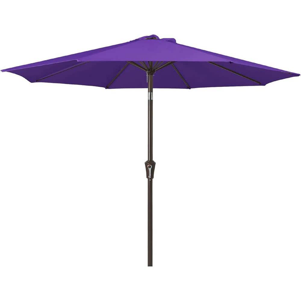 9 ft. Iron Market Tilt Patio Umbrella in Dark Purple with Push Button Tilt