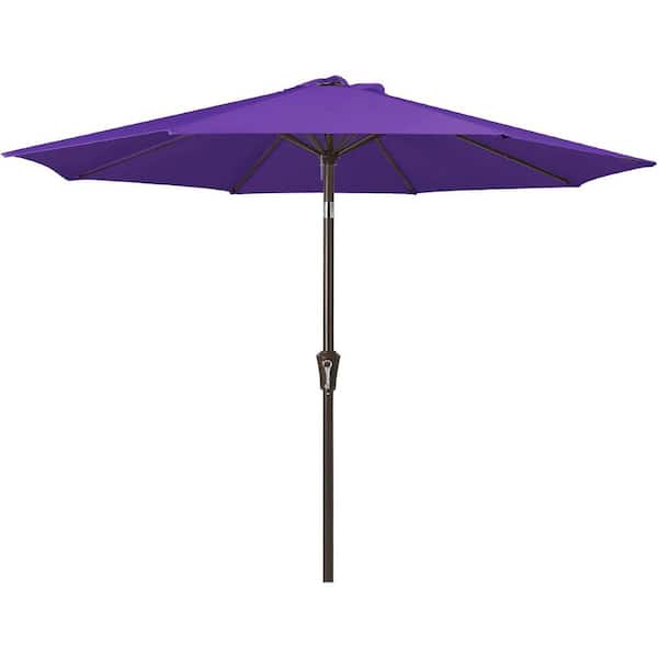 Unbranded 9 ft. Iron Market Tilt Patio Umbrella in Dark Purple with Push Button Tilt