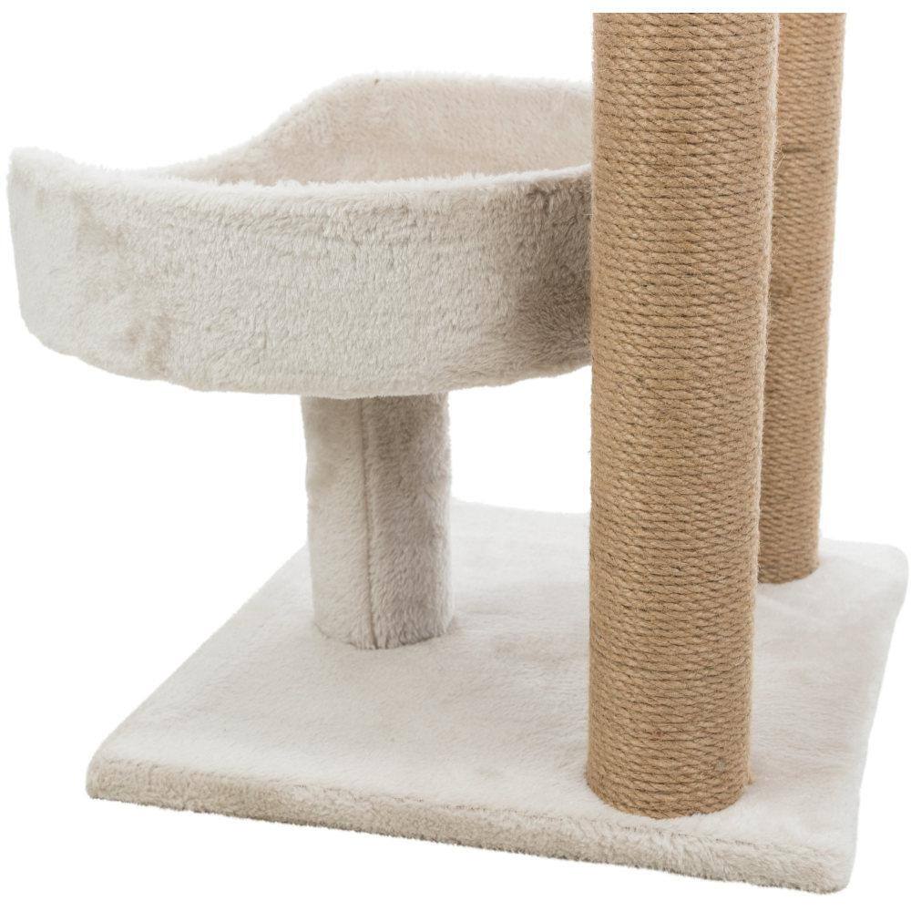 Light Gray and Beige Sisal 2-Level Cat Tree with Plush Platforms
