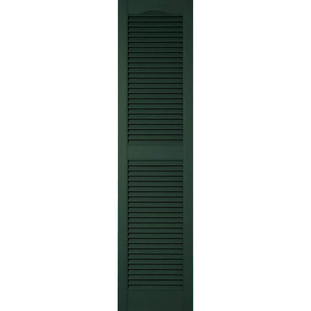 Midnight Green Vinyl Open Louvered Shutters, 12"W x 37"H