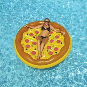 Giant Inflatable Multi-Colored Personal Pizza Island Swimming Pool Float (2-Pack)