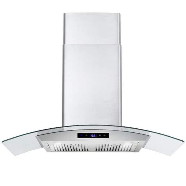 Unbranded 30 inch Wall Mounted Range Hood 700CFM Tempered Glass Touch Panel Control Vented LEDs