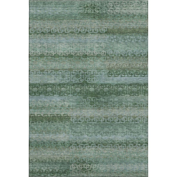 Mayfield Premium Machine Washable Abstract AMF2029 Aloe 10 ft. x 14 ft. Area Rug