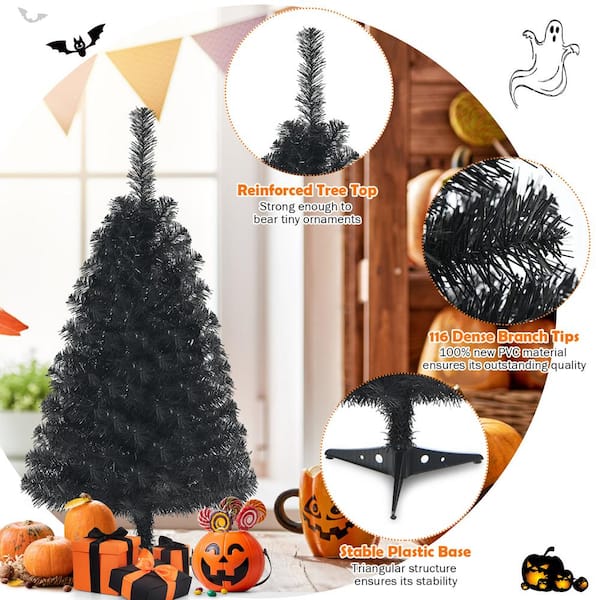 Northlight 4' Unlit Artificial Christmas Tree Slim Black Tinsel