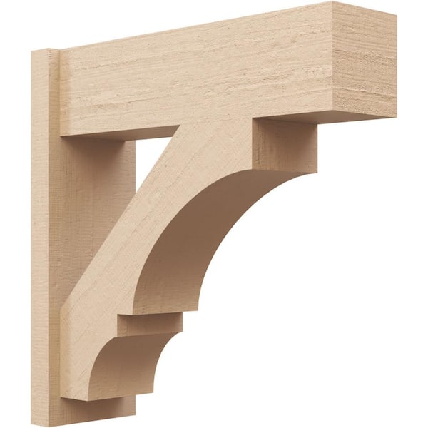 Ekena Millwork 8 in. x 26 in. x 26 in. Balboa Block Rough Cedar Woodgrain Timberthane Polyurethane Outlooker, Primed Tan