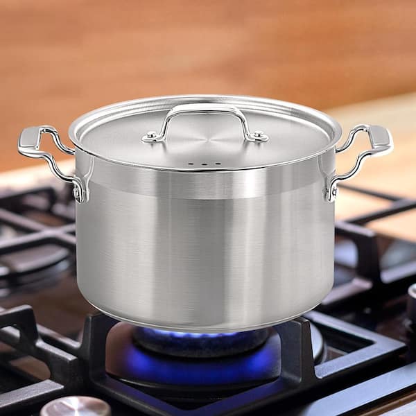 Nutrichef 20 Quart Gray Stainless-Steel Cookware Stockpot