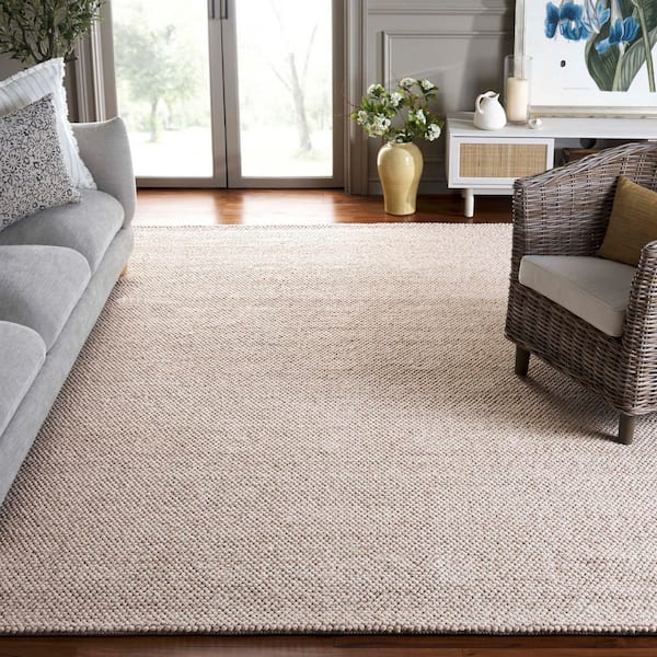 Natura 8 ft. x 8 ft. Beige/Ivory Textured Solid Square Area Rug