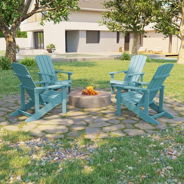 Lake Blue Recyled Plastic Weather Resistant Outdoor Patio Adirondack Chair (Set of 4)