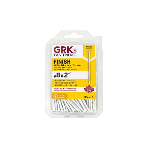 GRK Fasteners #8 x 2 in. Star Drive Trim-Head White Trim Wood