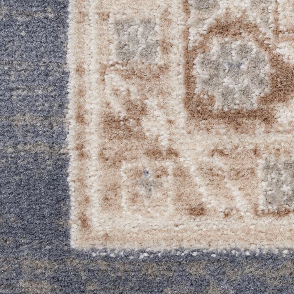 Handmade Blue and Ivory Medallion Synthetic 8' x 10' Area Rug