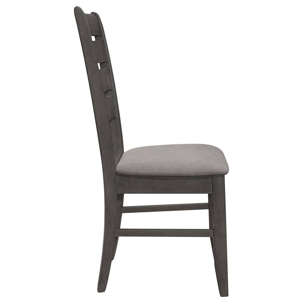 Dark Gray Upholstered Ladderback Wood Side Chair Set