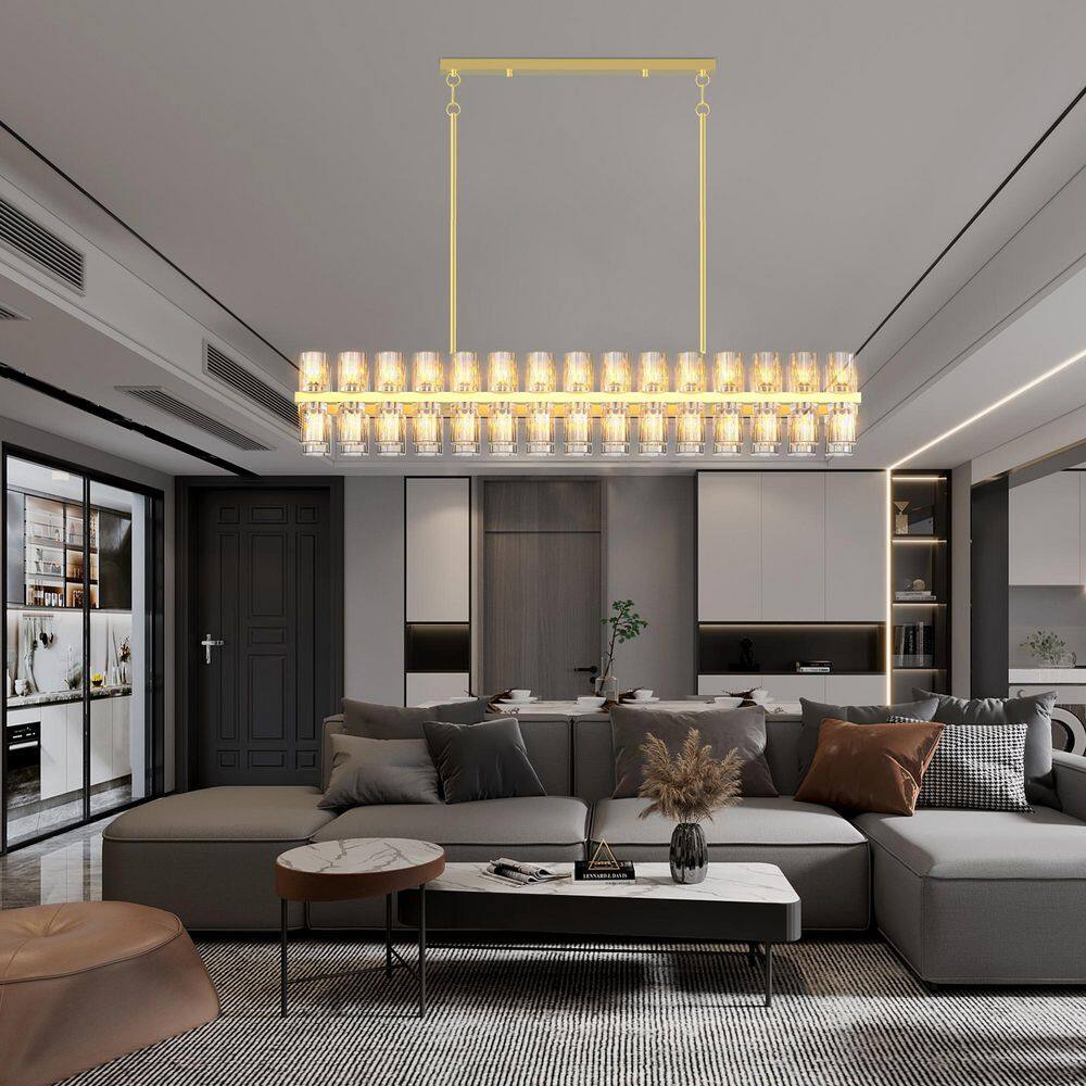 60-light Gold Crystal Brass Rectangle Chandelier with Adjustable Height, G4 Bulbs Included price history on PriceWatchPro