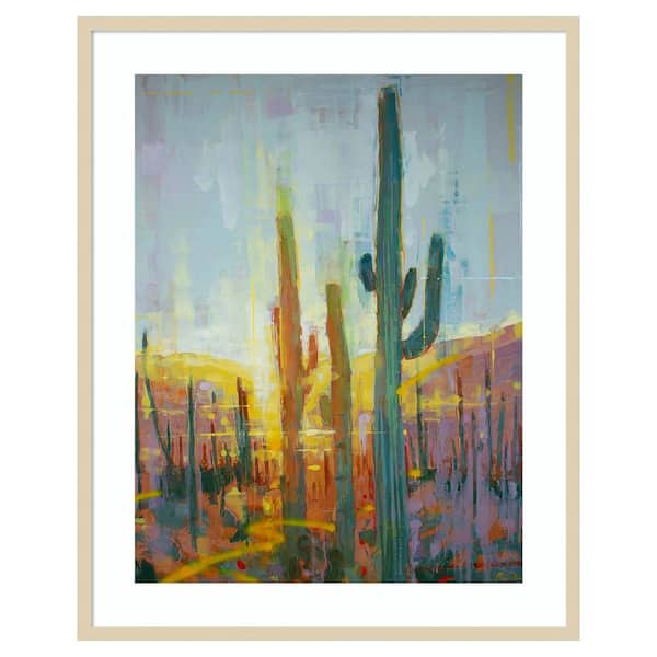 Amanti Art Sonoran Golden Glow by James Ayers 33 in. W x 41 in. H. Wood Framed Wall Art Print Framed in Brown