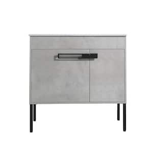 36 in. W x 18 in. D x 35 in. H Single Sink Freestanding or Floating Bath Vanity in Cement Grey with White Ceramic Top