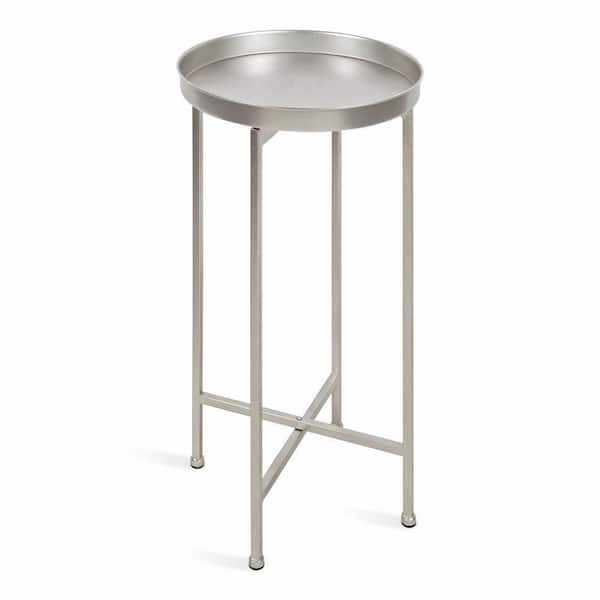Celia 13.75 in. Silver Round Metal End Table