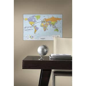 27 in. World Map Dry Erase Peel and Stick Giant Wall Decals