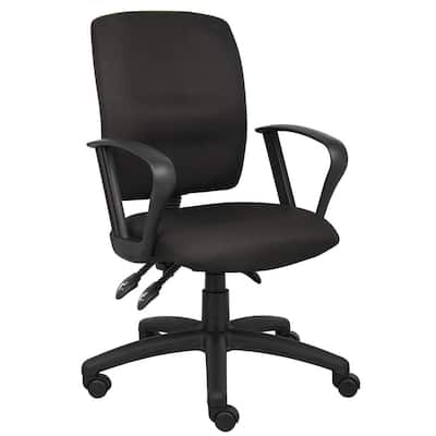 Black Crept Fabric Loop Arms Ergonomic Multi-Function Desk Chair