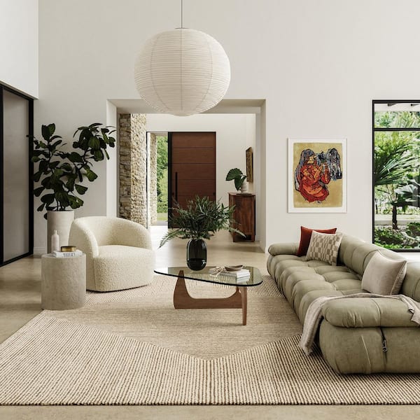 Stoic Wool Beige 5 ft. x 8 ft. Indoor/Outdoor Patio Area Rug