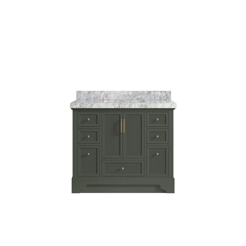 Alys 42 in. W x 22 in. D x 36 in. H Single Sink Bath Vanity in Pewter Green with 2 in. carrara marble top price history on PriceWatchPro