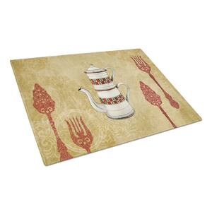 Teapot Welcome Tempered Glass Large Cutting Board