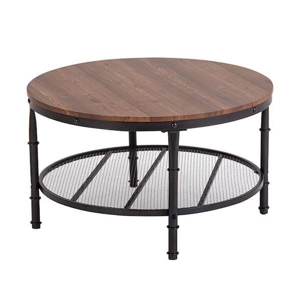 Karl home 31.5 in. x 18.3 in. Brown Round MDF Top Coffee Table