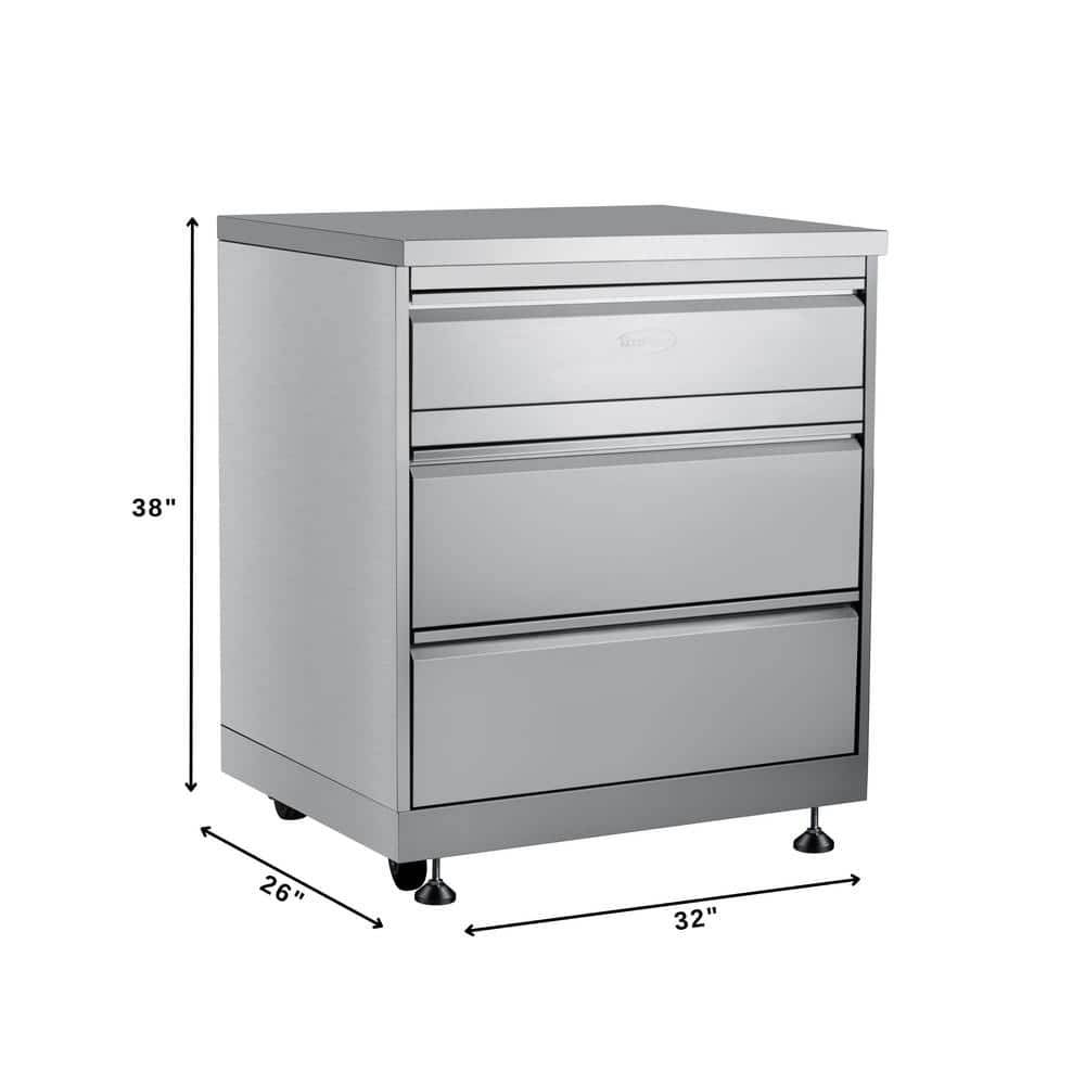 32 in. Stainless Steel Outdoor Kitchen Cabinet with Three Drawers