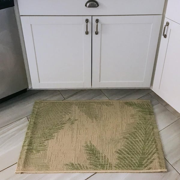 Camila Tropical Beige/Green 3x5 ft. Lush Palms Polypropylene Indoor/Outdoor Area Rug