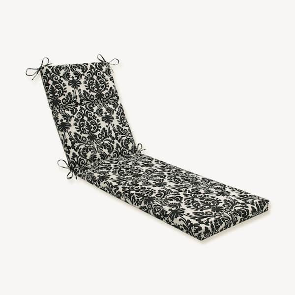 Pillow Perfect 21 x 28.5 Outdoor Chaise Lounge Cushion in Black/Ivory Essence