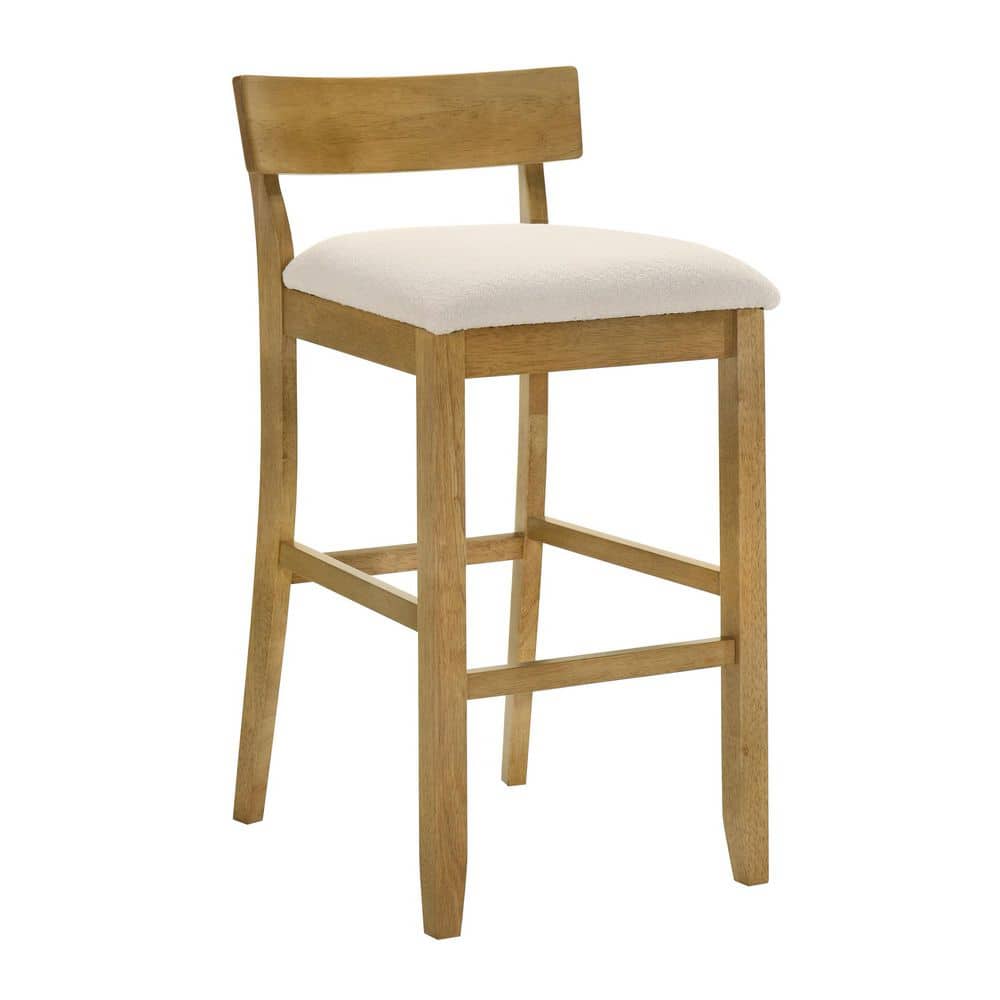 Merie 37 in. H White/Amber Glow Medium Back Wood Bar Stool with Boucle Fabric Seat-Set of 2 price history on PriceWatchPro