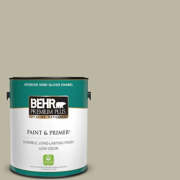 BEHR PREMIUM PLUS 1 gal. #780D-4 Koala Bear Semi-Gloss Enamel Low Odor Interior Paint & Primer