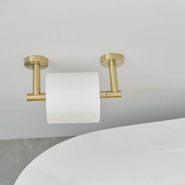 WEIKO Gold Toilet Paper Holder, Bathroom Toilet Paper Roll Holder Brushed  Gold TP Tissue Storage Wall Mount with Double Post Pivoting SUS304  Stainless