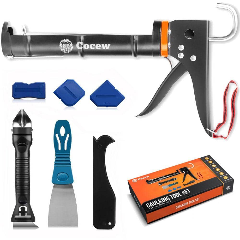 Angel Sar Caulk Gun Kit for Kitchen Bathroom Window Sink Joint, Smooth  Silicone Caulking Gun and Caulk Remover Tool LU80ZC05 - The Home Depot