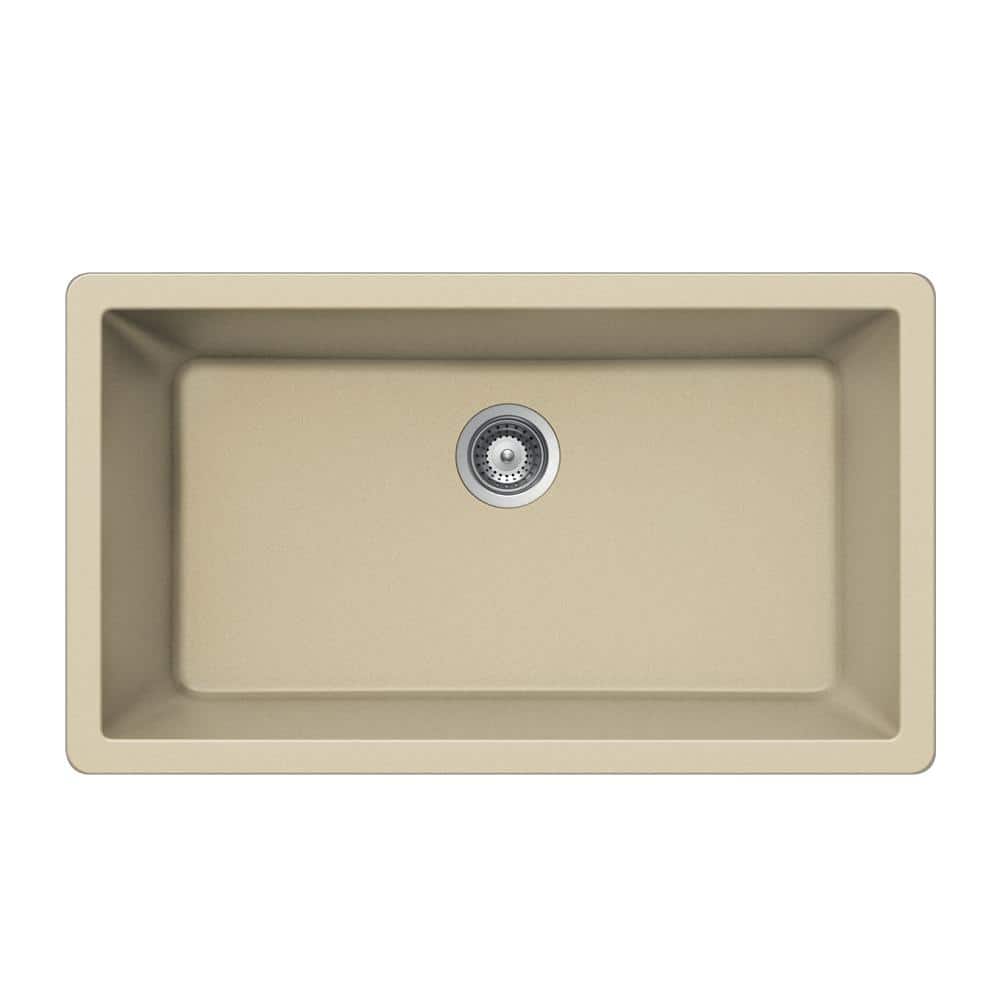 HOUZER Quartztone Drop-In Granite Composite 33 in. Single Bowl Kitchen Sink in Sand, Brown -  V-100 SAND