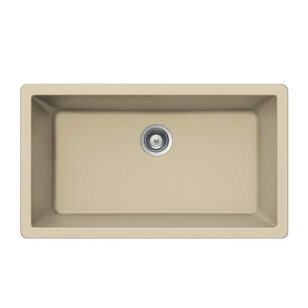 HOUZER Quartztone Drop-In Granite Composite 33 in. Single Bowl Kitchen Sink in Sand
