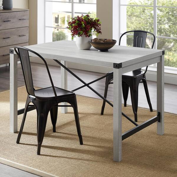 Walker Edison Furniture Company 48 in. Stone Grey Industrial Farmhouse Dining Table