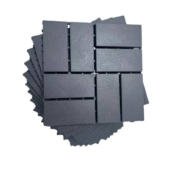 Tidoin Outdoor 1 ft. x 1 ft. Composite Interlocking Tile Deck Tile in Gray(36 Per Box)