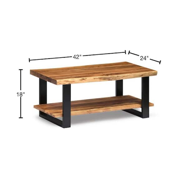 Alaterre Furniture Alphine 42 in. Natural/Black Rectangle Wood Top