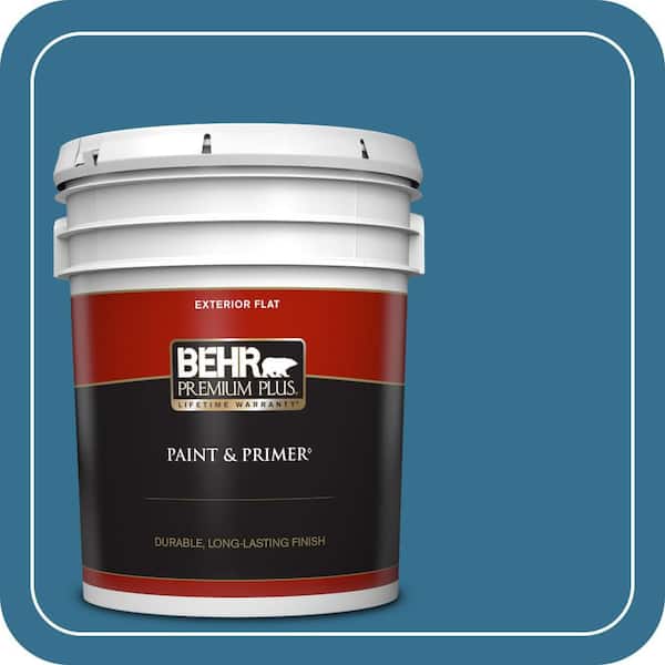 BEHR PREMIUM PLUS 5 gal. #M490-6 Living Stream Flat Exterior Paint & Primer