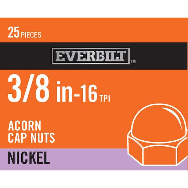 3/8 in.-16 Nickel Plated Cap Nut (25-Pack)