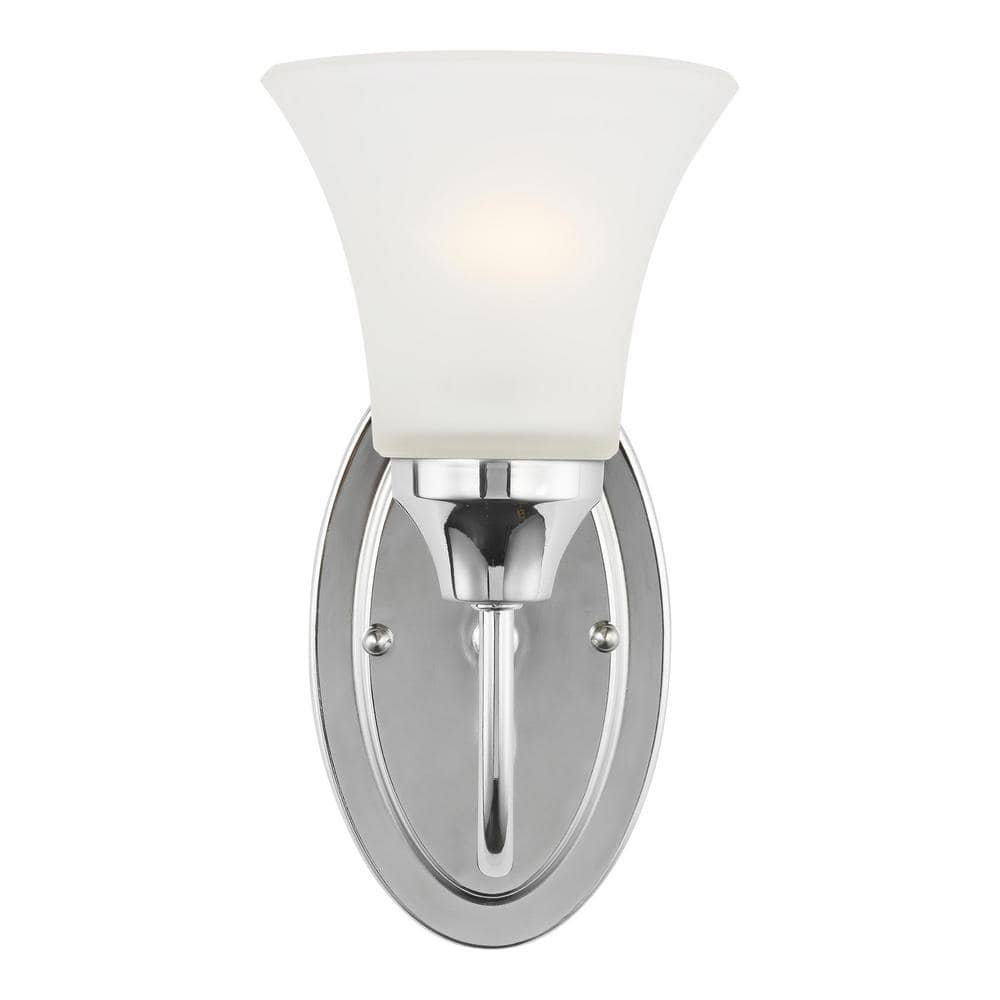 Holman 5.25 in. 1-Light Chrome Traditional Classic Wall Sconce Bathroom Light with Satin Etched Glass Shade price history on PriceWatchPro