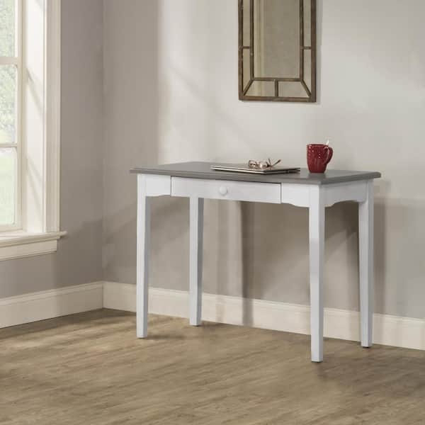 Hillsdale Furniture 39 in. Sea White Rectangular 1 -Drawer Writing Desk with Distressed Finish